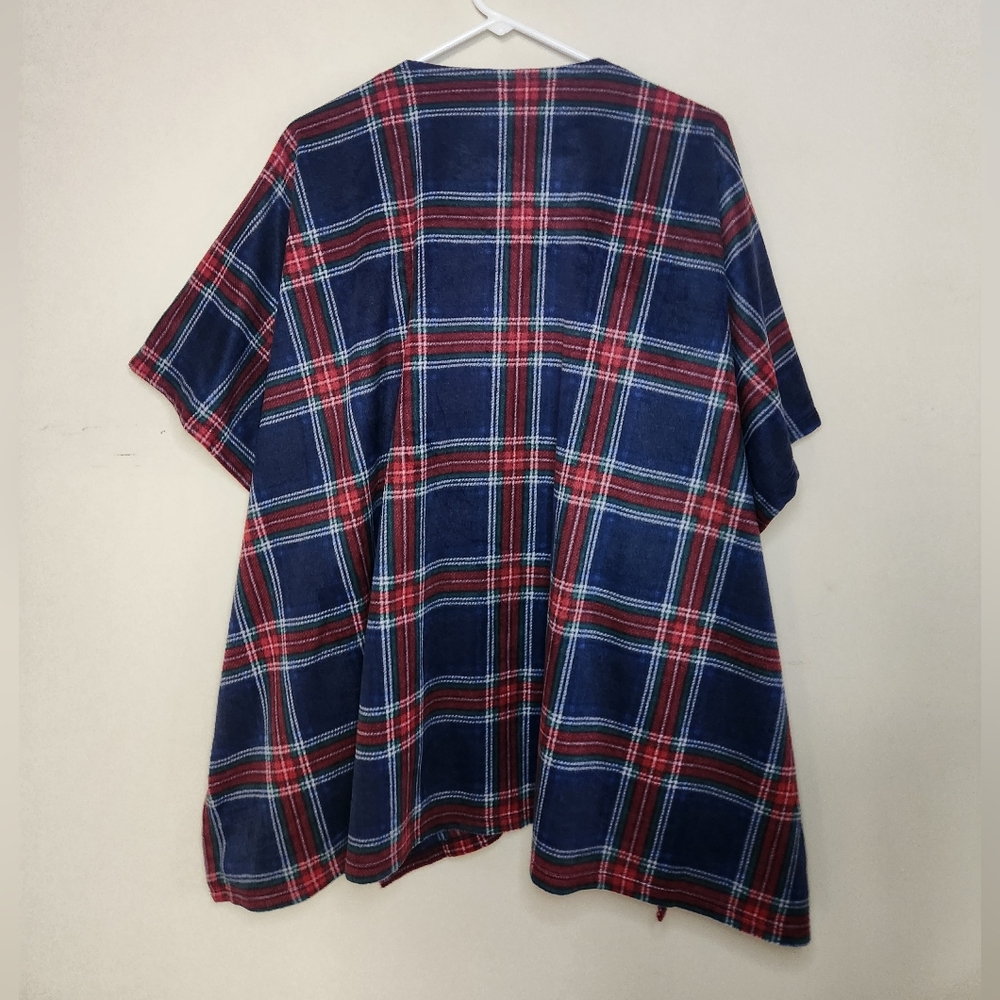 Women's Liz Claiborne Plaid Poncho Onesize - Picture 4 of 8
